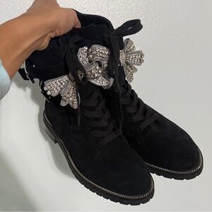 Kurt Geiger Black Ankle Boots with Silver Embellishment